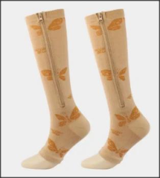 Preview: Kompressionsstrümpfe mit Reißverschluss 18-21 mmHg und offenen Zehenbereich 3 Paar